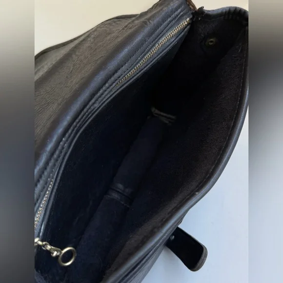Vintage Coach Black Leather Crossbody Saddle Pouch Bag 9590 Made In NYC '80's - Picture 12 of 16